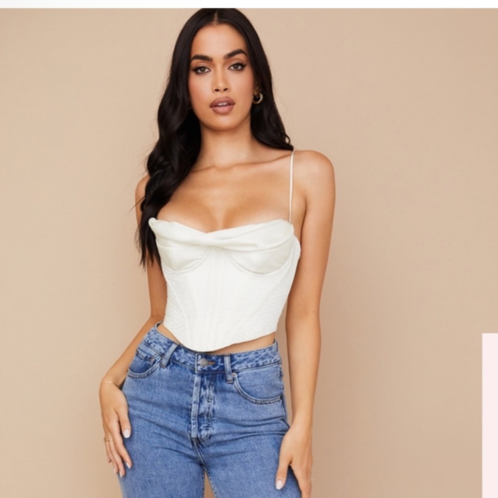 House of CB White Corset Crop Top
